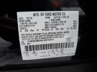 2020 Ford Explorer with VIN 1FMSK8BH0LGD15019, listed as a Copart auction lot 85490084 with 73,096 mi miles and Salvage Title. Bid and sale history available at carsss.com. Image 13.
