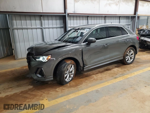 2023 Audi Q3 S line Premium with VIN WA1DECF34P1140721, listed as a Copart auction lot 45188325 with 40,458 mi miles and Salvage title. Bid and sale history available at DreamBid. Image 1.
