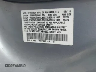 2010 Honda Odyssey LX with VIN 5FNRL3H2XAB059078, listed as a Copart auction lot 61144895 with 116,724 mi miles and Salvage title. Bid and sale history available at DreamBid. Image 12.