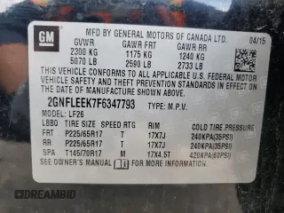 2015 Chevrolet Equinox LS with VIN 2GNFLEEK7F6347793, listed as a Copart auction lot 53032705 with 136,573 mi miles and Salvage Title. Bid and sale history available at carsss.com. Image 12.