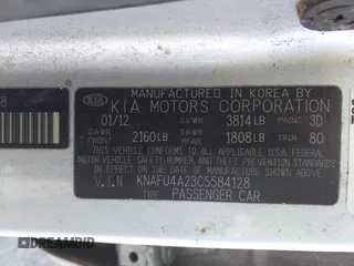 2012 Kia Forte EX with VIN KNAFU4A23C5584128, listed as a IAAI auction lot 41643361 with 187,775 mi miles. Bid and sale history available at carsss.com. Image 9.
