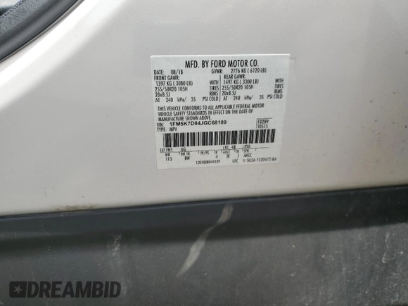 2018 Ford Explorer XLT with VIN 1FM5K7D84JGC68109, listed as a Copart auction lot 65262375 with 66,842 mi miles and Clean title. Bid and sale history available at DreamBid. Image 13.