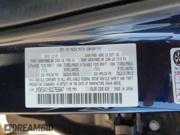 2016 Mazda CX-5 Touring z VIN JM3KE4CY8G0758947, wystawiony jako Copart lot #53140005 z przebiegiem 47 172 mil mil oraz Szkoda całkowita • Salvage title. Historia ofert i sprzedaży dostępna na DreamBid. Obrazek 15.