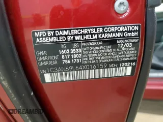 2004 Chrysler Crossfire z VIN 1C3AN69L64X016159, wystawiony jako Copart lot #73924774 z przebiegiem 106 570 mil mil oraz Szkoda całkowita • Salvage title. Historia ofert i sprzedaży dostępna na DreamBid. Obrazek 14.