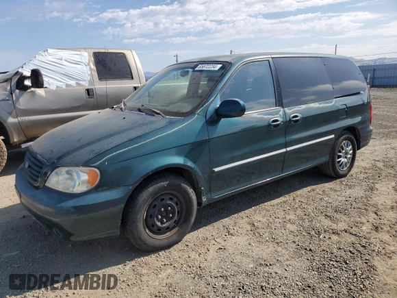 2002 Kia Sedona LX with VIN KNDUP131026325853, listed as a Copart auction lot 65872234 with 114,798 mi miles and Clean Title. Bid and sale history available at carsss.com. Image 1.