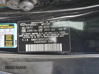 2012 Hyundai Genesis Coupe 2.0T with VIN KMHHT6KD0CU070622, listed as a Copart auction lot 55852895 with 172,790 mi miles and Salvage title. Bid and sale history available at DreamBid. Image 12.