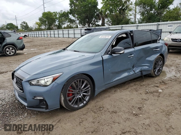 2022 Infiniti Q50 Red Sport 400 with VIN JN1FV7DP7NM370229, listed as a Copart auction lot 55123274 with 36,057 mi miles and Salvage Title. Bid and sale history available at DreamBid. Image 1.