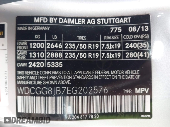 2014 Mercedes-Benz GLK 350 with VIN WDCGG8JB7EG202576, listed as a IAAI auction lot 42013852 with 42,838 mi miles and . Bid and sale history available at DreamBid. Image 9.