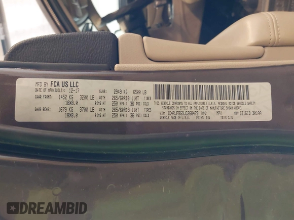 2018 Jeep Grand Cherokee Limited with VIN 1C4RJFBG9JC268479, listed as a IAAI auction lot 42032948 with 106,077 mi miles and . Bid and sale history available at DreamBid. Image 9.