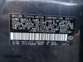 2011 Lexus ES with VIN JTHBK1EGXB2460268, listed as a Copart auction lot 45164405 with 138,896 mi miles and Salvage Title. Bid and sale history available at carsss.com. Image 12.