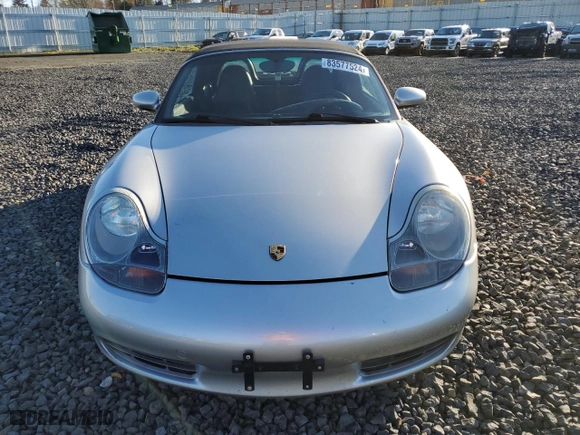 1997 Porsche Boxster with VIN WP0CA298XVS622745, listed as a Copart auction lot 83577524 with 55,850 mi miles and Salvage Title. Bid and sale history available at carsss.com. Image 5.