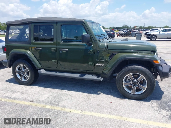 2022 Jeep Wrangler Unlimited Sahara z VIN 1C4HJXEN3NW242458, wystawiony jako IAAI lot #42352073 z przebiegiem 26 154 mil mil oraz . Historia ofert i sprzedaży dostępna na DreamBid. Obrazek 13.