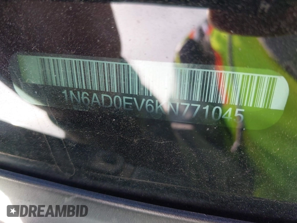 2019 Nissan Frontier SV with VIN 1N6AD0EV6KN771045, listed as a IAAI auction lot 41311008 with 129,071 mi miles and . Bid and sale history available at DreamBid. Image 9.