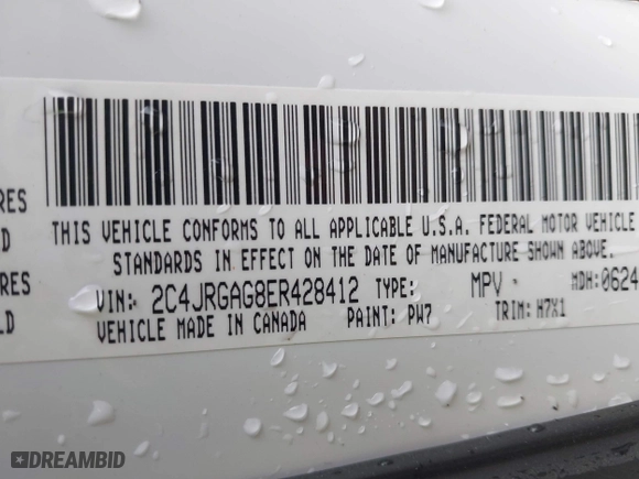 2014 Ram Cargo Van Tradesman with VIN 2C4JRGAG8ER428412, listed as a IAAI auction lot 41893130 with 97,411 mi miles. Bid and sale history available at carsss.com. Image 9.