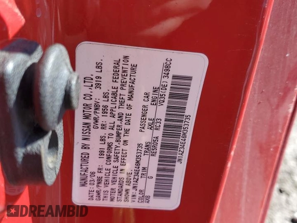 2006 Nissan 350Z Touring with VIN JN1AZ34E46M353735, listed as a Copart auction lot 42626845 with 0 mi miles and Clean Title. Bid and sale history available at carsss.com. Image 14.