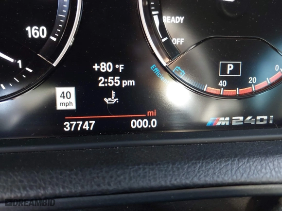 2020 BMW 2 Series M240i with VIN WBA2N1C08L7F39456, listed as a IAAI auction lot 41593230 with 37,747 mi miles. Bid and sale history available at carsss.com. Image 7.