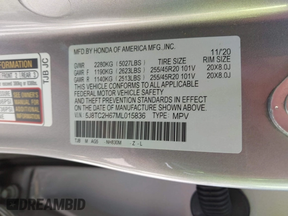 2021 Acura RDX w/A-Spec Package с VIN 5J8TC2H67ML015836, выставлен на аукционе IAAI как лот 42372482 с пробегом 39 223 миль миль и . История ставок и продаж доступна на DreamBid. Изображение 9.