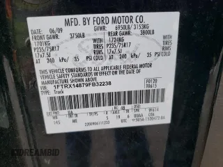 2009 Ford F-150 STX with VIN 1FTRX14879FB32238, listed as a Copart auction lot 52032655 with 92,451 mi miles and Salvage Title. Bid and sale history available at carsss.com. Image 12.