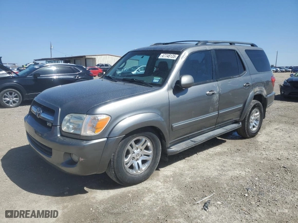 2005 Toyota Sequoia SR5 with VIN 5TDZT34A55S256027, listed as a Copart auction lot 47748135 with 216,652 mi miles and Salvage Title. Bid and sale history available at carsss.com. Image 1.