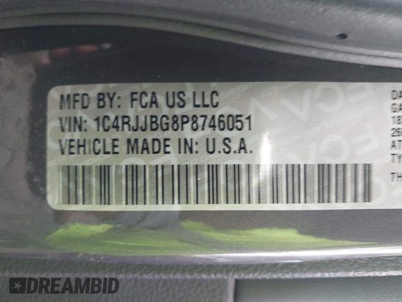 2023 Jeep Grand Cherokee Limited with VIN 1C4RJJBG8P8746051, listed as a IAAI auction lot 42086560 with 63,505 mi miles and . Bid and sale history available at DreamBid. Image 9.