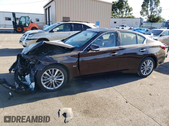 2020 Infiniti Q50 Luxe z VIN JN1EV7AR2LM250739, wystawiony jako Copart lot #66489913 z przebiegiem 50 254 mil mil oraz Szkoda całkowita • Salvage title. Historia ofert i sprzedaży dostępna na DreamBid. Obrazek 1.