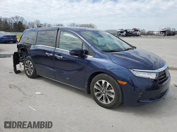 2022 Honda Odyssey EX-L with VIN 5FNRL6H74NB036835, listed as a Copart auction lot 50445655 with 55,276 mi miles and Salvage Title. Bid and sale history available at DreamBid. Image 4.