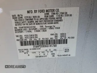 2016 Ford Taurus SEL with VIN 1FAHP2E83GG141760, listed as a Copart auction lot 49679605 with 110,447 mi miles and Salvage Title. Bid and sale history available at DreamBid. Image 12.