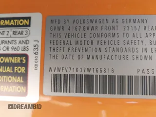 2007 Volkswagen GTI z VIN WVWFV71K37W166816, wystawiony jako IAAI lot #42278273 z przebiegiem 88 988 mil mil oraz . Historia ofert i sprzedaży dostępna na DreamBid. Obrazek 9.