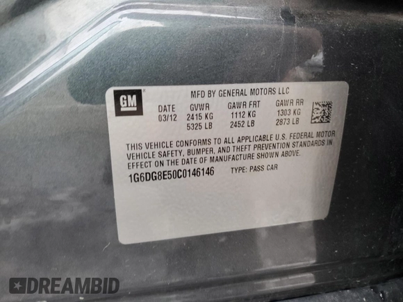 2012 Cadillac CTS with VIN 1G6DG8E50C0146146, listed as a Copart auction lot 81667494 with 156,442 mi miles and Salvage Title. Bid and sale history available at DreamBid. Image 12.