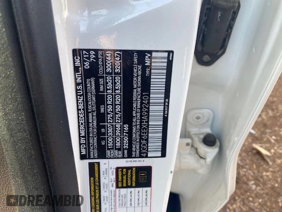 2017 Mercedes-Benz GLS 450 with VIN 4JGDF6EEXHA992401, listed as a Copart auction lot 55933055 with 107,035 mi miles and Clean Title. Bid and sale history available at DreamBid. Image 10.