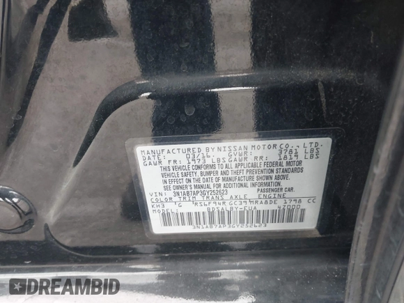 2016 Nissan Sentra SV with VIN 3N1AB7AP3GY252623, listed as a IAAI auction lot 42173337 with 104,220 mi miles and . Bid and sale history available at DreamBid. Image 9.