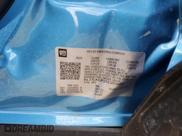 2025 Chevrolet Trax ACTIV with VIN KL77LKEP1SC053604, listed as a Copart auction lot 49695795 with 10,705 mi miles and Salvage Title. Bid and sale history available at carsss.com. Image 14.