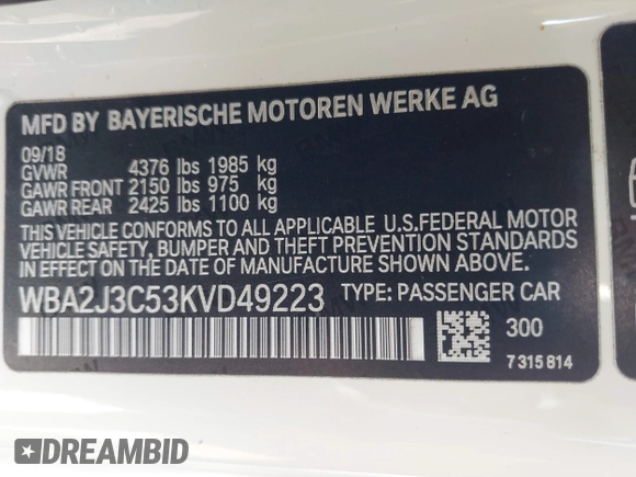 2019 BMW 2 Series 230i xDrive z VIN WBA2J3C53KVD49223, wystawiony jako IAAI lot #42166115 z przebiegiem 55 303 mil mil oraz . Historia ofert i sprzedaży dostępna na DreamBid. Obrazek 9.