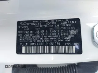 2024 Hyundai Kona SEL with VIN KM8HCCAB1RU051939, listed as a IAAI auction lot 41880076 with 24,513 mi miles. Bid and sale history available at carsss.com. Image 9.