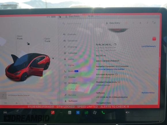 2018 Tesla Model 3 Long Range Battery with VIN 5YJ3E1EB0JF064041, listed as a IAAI auction lot 41562239 with 54,720 mi miles and . Bid and sale history available at DreamBid. Image 7.