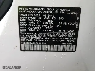 2020 Volkswagen Atlas Cross Sport 3.6L V6 SE w/Technology with VIN 1V21E2CA3LC212530, listed as a Copart auction lot 79246373 with 60,073 mi miles. Bid and sale history available at carsss.com. Image 13.