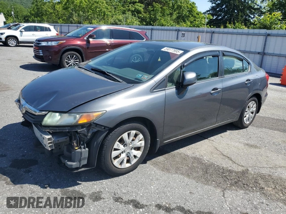 2012 Honda Civic LX z VIN 19XFB2F55CE360542, wystawiony jako Copart lot #59077995 z przebiegiem 139 751 mil mil oraz Szkoda całkowita • Salvage title. Historia ofert i sprzedaży dostępna na DreamBid. Obrazek 1.