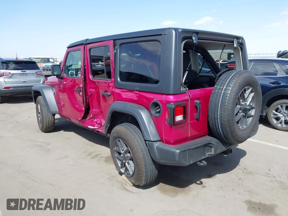 2024 Jeep Wrangler Willys with VIN 1C4PJXDG5RW320193, listed as a IAAI auction lot 41934630 with 7,402 mi miles and . Bid and sale history available at carsss.com. Image 3.
