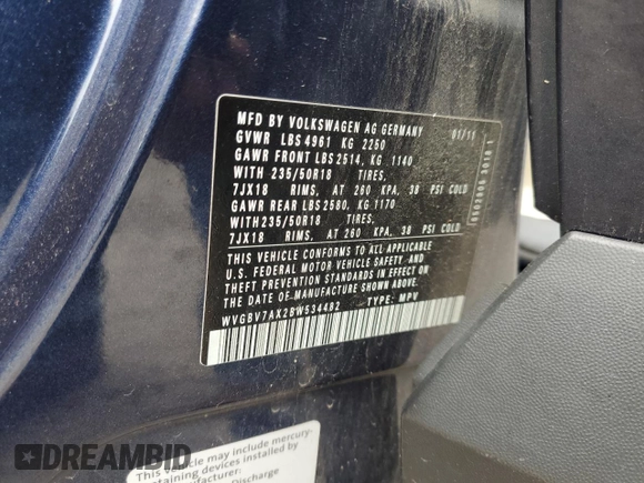2011 Volkswagen Tiguan SEL z VIN WVGBV7AX2BW534482, wystawiony jako Copart lot #61097265 z przebiegiem 186 282 mil mil oraz Czysty tytuł • Clean title. Historia ofert i sprzedaży dostępna na DreamBid. Obrazek 13.
