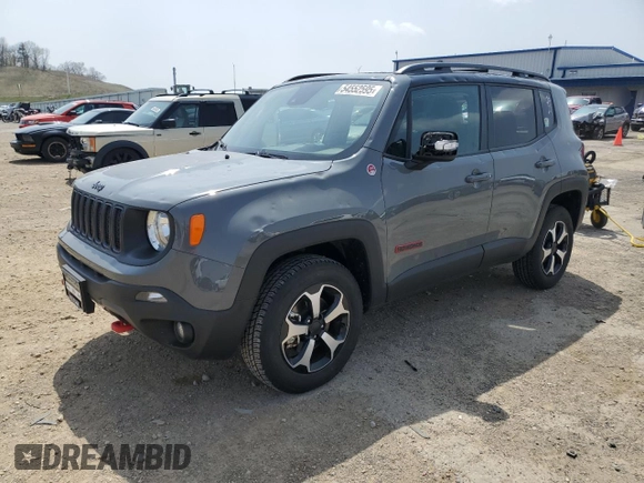 2021 Jeep Renegade Trailhawk with VIN ZACNJDC14MPN35358, listed as a Copart auction lot 54552595 with 10,702 mi miles and Salvage title. Bid and sale history available at DreamBid. Image 1.