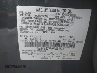 2009 Mercury Sable Premier z VIN 1MEHM43W49G614566, wystawiony jako IAAI lot #42332214 z przebiegiem 132 537 mil mil oraz . Historia ofert i sprzedaży dostępna na DreamBid. Obrazek 9.