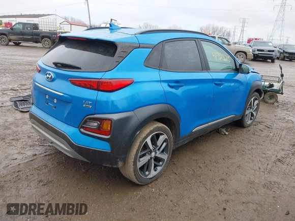 2020 Hyundai Kona Ultimate with VIN KM8K5CA54LU428684, listed as a IAAI auction lot 41723215 with 80,917 mi miles. Bid and sale history available at carsss.com. Image 4.
