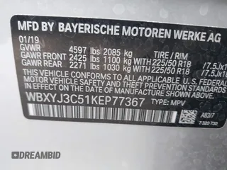 2019 BMW X2 sDrive28i z VIN WBXYJ3C51KEP77367, wystawiony jako IAAI lot #41984890 z przebiegiem 65 117 mil mil oraz . Historia ofert i sprzedaży dostępna na DreamBid. Obrazek 9.