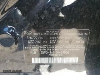 2014 Hyundai Elantra Limited with VIN 5NPDH4AE1EH494956, listed as a Copart auction lot 43172735 with 66,312 mi miles and Salvage Title. Bid and sale history available at carsss.com. Image 12.