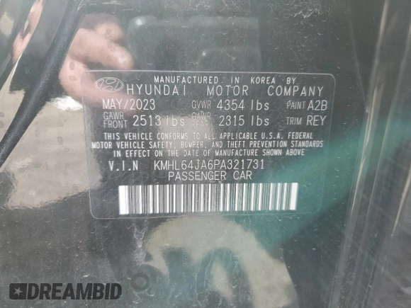 2023 Hyundai Sonata SEL with VIN KMHL64JA6PA321731, listed as a Copart auction lot 51742425 with 15,267 mi miles and Clean Title. Bid and sale history available at DreamBid. Image 13.