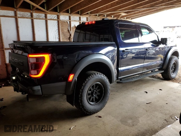 2021 Ford F-150 Raptor with VIN 1FTFW1RG7MFC35951, listed as a Copart auction lot 42691875 with 38,371 mi miles and Salvage Title. Bid and sale history available at carsss.com. Image 3.