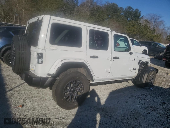 2025 Jeep Wrangler Sahara with VIN 1C4PJXENXSW500496, listed as a Copart auction lot 41934515 with 6,265 mi miles and Salvage Title. Bid and sale history available at DreamBid. Image 3.