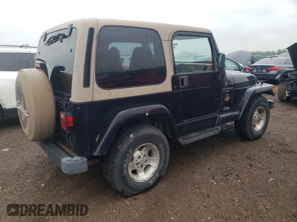 2000 Jeep Wrangler Sahara z VIN 1J4FA59S2YP714136, wystawiony jako Copart lot #57635845 z przebiegiem 178 075 mil mil oraz Czysty tytuł • Clean title. Historia ofert i sprzedaży dostępna na DreamBid. Obrazek 3.
