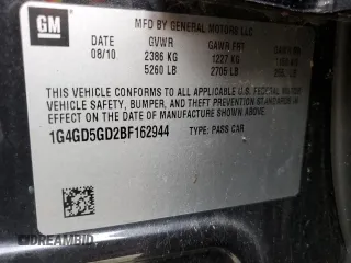 2011 Buick LaCrosse CXL with VIN 1G4GD5GD2BF162944, listed as a Copart auction lot 86857294 with 78,660 mi miles and Salvage title. Bid and sale history available at DreamBid. Image 12.