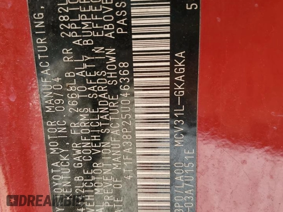 2005 Toyota Solara SE z VIN 4T1FA38P25U046368, wystawiony jako Copart lot #57821155 z przebiegiem 255 702 mil mil oraz Szkoda całkowita • Salvage title. Historia ofert i sprzedaży dostępna na DreamBid. Obrazek 12.